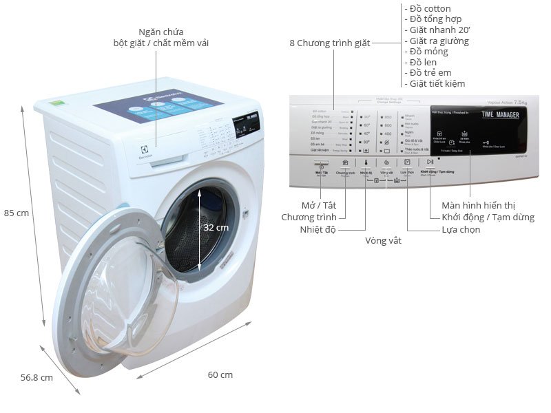 máy giặt electrolux ewf85743